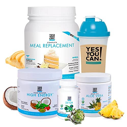 Yes You Can! Detox Plus Kit (Meal Replacement Vanilla, Aloe Vera Pineapple) - Complete Meal Replacement Powder, High Energy Shake Booster, Aloe Vera Detox Supplement, Health Transformation
