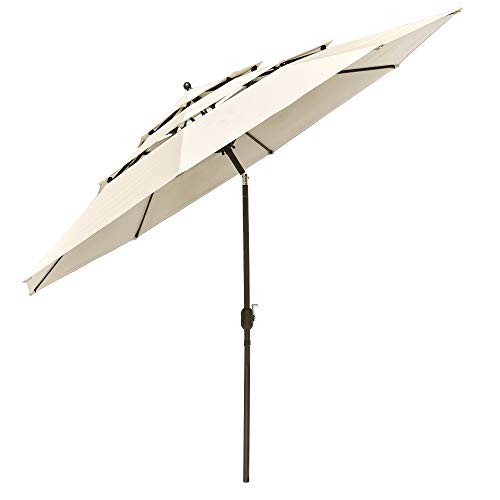 Yescom 11ft 3 Tier UV70+ Push Tilt Patio Umbrella Crank Handle for Outdoor Pool Deck Table Market Furniture