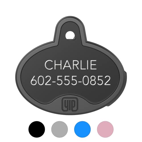 YIP Smart Tag Pet ID Tag and Tracker - Works with Samsung Galaxy Phones, Oval, Black