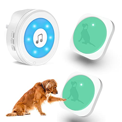 YisTech Dog Doorbell for Potty Training Wireless Doggie Door Bell with Warterproof Touch Button/Bells for Dogs to Ring to Go Outside 1 Receiver+2 Button