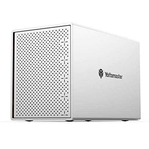 Yottamaster Aluminum 5 Bay USB3.1 Type C External Hard Drive Enclosure for 3.5 2.5 Inch SATA HDD SSD Support 5 x 16TB, Mac Style Direct Attached Storage (DAS)- [PS500C3]