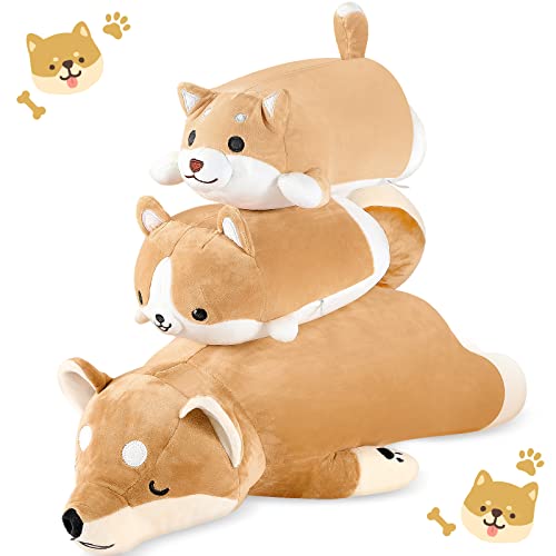 Yunsailing 3 Pcs Dog Plush Pillow Shiba Inu Plush Cute Corgi Stuffed Animals Doll Toy Gifts for Boys Girls Bed Sofa Chair Decorations