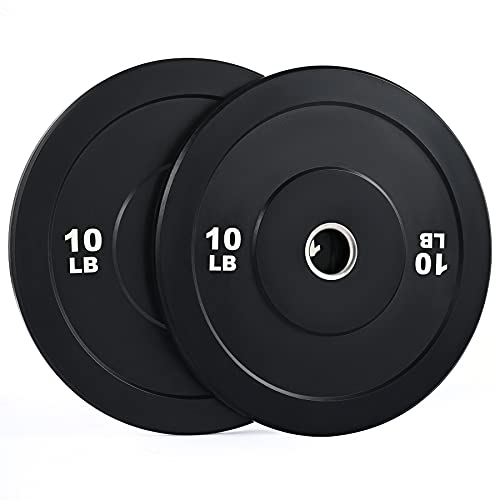 ZELUS Weight Plate Set, Twin 2" Bumper Plates for Strength and Training Fitness, Olympic Weight Set with Rubber Barbell Dumbbell Plates Stainless Steel Inserts for Pro or Home Gyms, Set of 2 (10 lb Sets)