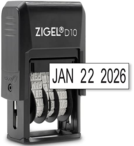 ZIGEL D10 Office Date Stamp - Self Inking Date Stamp - Black