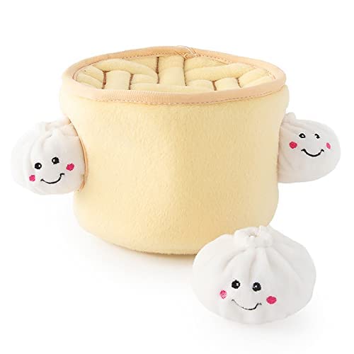 ZippyPaws Zippy Burrow Interactive Dog Toys - Hide and Seek Dog Toys and Puppy Toys, Colorful Squeaky Dog Toys, and Plush Dog Puzzles, Soup Dumplings