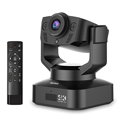 Zoom Certified, NexiGo N990 (Gen 2) 4K PTZ Webcam, Video Conference Camera System with 5X Digital Zoom, Sony_Starvis Sensor, Position Preset, Dual Stereo Mics, 2x3.5mm Audio Jacks for External Mics