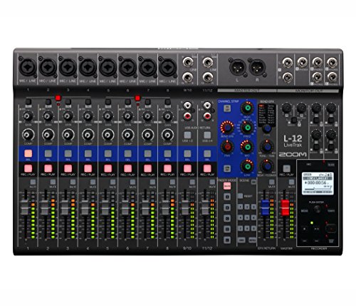 Zoom LiveTrak L-12 Digital Mixer & Multitrack Recorder, for Music, Podcasting, and More, 12-Input/ 14-Channel SD Recorder, 14-in/4-out USB Audio Interface, 5 Powered Headphone Outputs