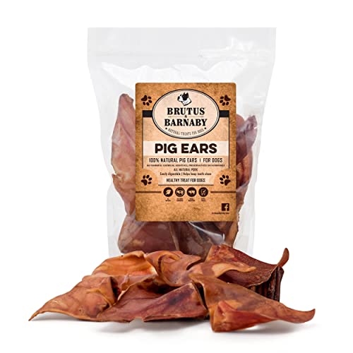 100% Natural Whole Pig Ear Dog Treat - 12 Pack - Our Healthy Dog Pig Ears Are Easy To Digest, Chemical & Hormone Free Thick Cut Pig Ears For Dogs Aggressive Chewers, Great For Small Or Large Dogs