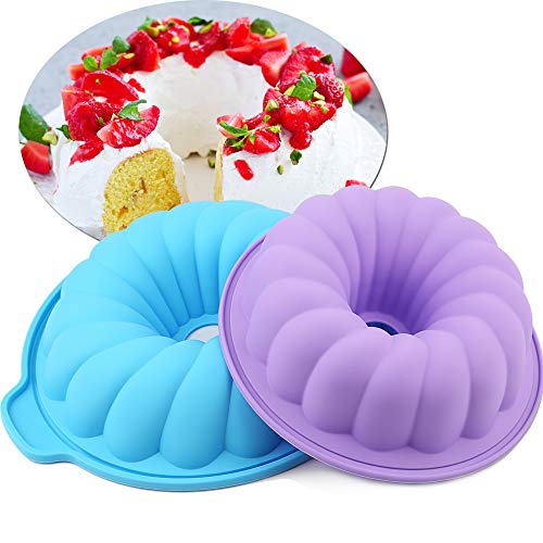 2 Pack Silicone Round Cake pan European Grade Non-Stick Bakeware For Jello, Bread, Gelatin, Cakes pans 8-10Inch