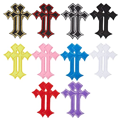 20 Pieces Cross Patches Iron On Embroidered Patch Vintage Cross Applique Decorative Personalized Sew On Patches for Clothes DIY Jackets Shirts Hats Backpacks Jeans (Multicolor)