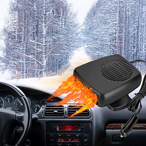 200W Car Fan Heater,2 in 1 Heating & Cooling Fan Portable Electric Heater Fan with Cigarette Lighter Plug 360 Degree Rotary Windscreen Defogger(12V)