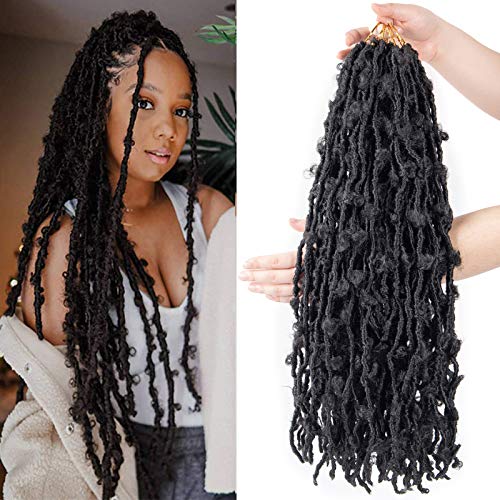 24 Inch Butterfly Locs Crochet Hair 6 Packs Long Faux Locs Crochet Braids Pre looped Distressed Butterfly Soft Locs Crochet Dreadlocks Synthetic Hair Extensions (1B, 24Inch (6Packs))