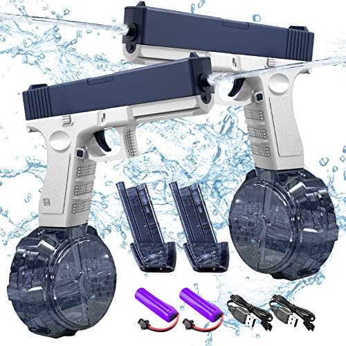 2PCS Electric Water Gun Toy - 32ft Water Guns with Expansion - Automatic Electric Water Guns for Adults & Kids - Water Squirt Guns - Squirt Guns for Kids Swimming Pool Beach Outdoor Party Games(Blue)