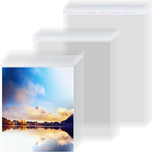 3 Mil Thick Crystal Clear Sleeves No Acid Storage Bags Transparent Sealing Bag for Art Photo Prints Framing Mats Mattes, 5 x 7 Inch, 8 x 10 Inch, 11 x 14 Inch (120 Pieces)