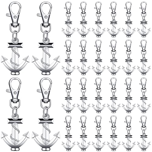 30 Pcs Silver Anchor Keychain Ocean Themed Keychain Wedding Favors for Guests Nautical Party Favors Metal Anchor Keychain Party Favor Creative Souvenirs Gifts for Baby Shower Decorations