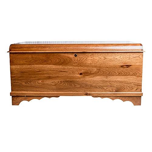 46" Cedar Hope Chest with Waterfall Top – Amish Cedar Chest w/Anti-Slam Hinges – Hope Chest with lock – Blanket Chest - Cedar Chests and Trunks for Blankets (Rustic Hickory, Boston Stain, 46" Long)