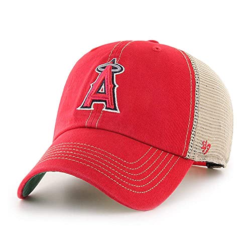 '47 MLB Trawler Mesh Clean Up Adjustable Hat, Adult One Size Fits All (Los Angeles Angels Red)