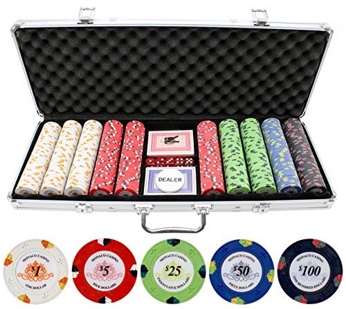 500pc Monaco Casino 13.5g Clay Poker Chips Set