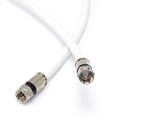 6' Feet, White RG6 Coaxial Cable (Coax Cable) with Weather Proof Connectors, F81 / RF, Digital Coax - AV, Cable TV, Antenna, and Satellite, CL2 Rated, 6 Foot