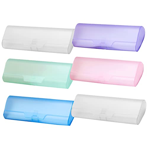 6 Pieces Plastic Glasses Case, Portable Translucent Eyeglasses Case, Spectacle Case, Eyewear Protector Box, Sunglasses Protector for Students, Kids, Travel Size, (XCSDCAD15663)