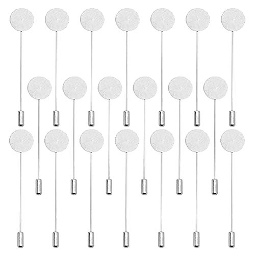 60Pcs Flat Round Tray Lapel Pin for Craft,Silver Safety Stick Pins Stainless Steel Brooch Pin Needle Suit Tie Hat pin Scarf Badge for DIY Costume Jewelry Making Accessories