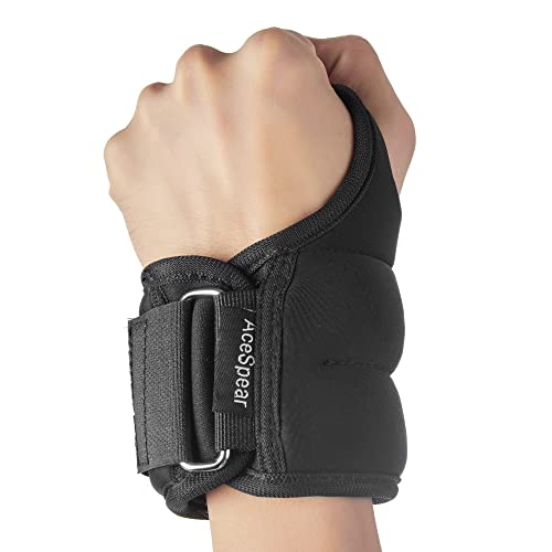 AceSpear Wrist Weights with Thumb Loops Lock for Men Women 1lb*2 2lbs*2 3lbs*2 Ankle Weights Weighted Gloves Wristbands for Running Strength Training Walking Exercises (1 lb x 2)