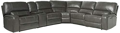 ACME FURNITURE Saul Sectional Sofa (Power Motion/USB Dock) - - Gray Leather-Aire