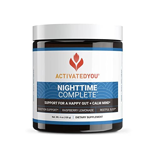 ActivatedYou Nighttime Complete Daily Wellness Drink for Smoother Digestion and a Calm Mind, Ashwagandha for Sleep Support, Raspberry Lemonade Flavor, 30 Servings