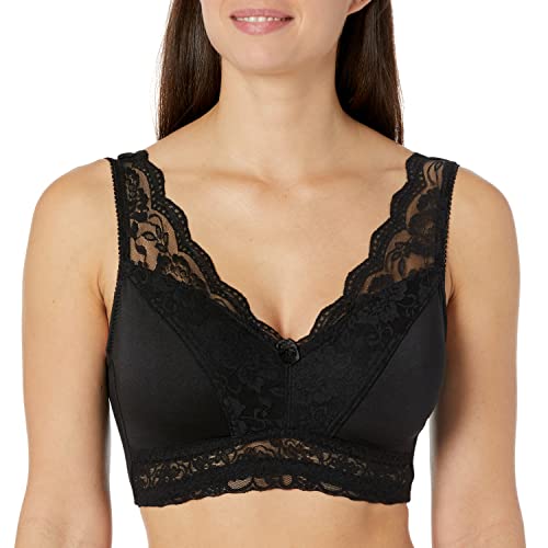 Ahh By Rhonda Shear Women's Pin-Up Lace Wireless Full Coverage Leisure Bra, Black, Medium