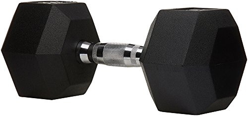 Amazon Basics Rubber Encased Exercise and Fitness Hex Dumbbell Hand Weight for Strength Training, 35-Pound