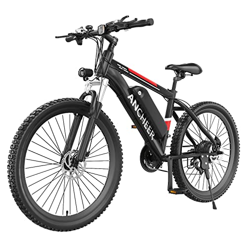 ANCHEER 500W Electric Bike 26'' Gladiator Electric Mountain Bike, Electric Ebike for Adults with 48V Removable Battery, Up to 50 Miles, 3.5H Fast Charge, Shimano 21Speed, Lockable Suspension Fork