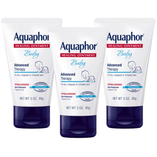 Aquaphor Baby Healing Ointment, Advanced Therapy for Chapped Cheeks and Diaper Rash, 3 Ounce (Pack of 3)