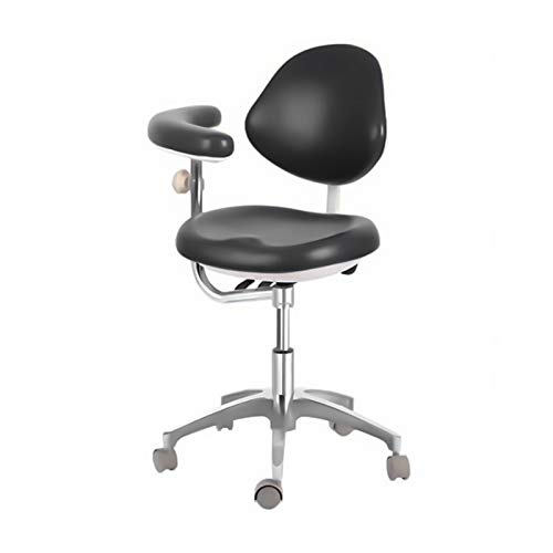 Aries Outlets Dental Adjustable Doctor's Stool Assistant Chair+360 Degree Rotation Armrest PU