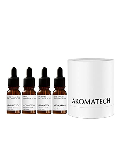 AromaTech The Bestsellers Set | Gift Set of Aroma Diffuser Essential Oils Blend of Santal, The Hotel, White Tea & Thyme, and Love Affair - 10 Milliliter