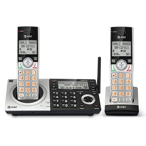 AT&T CL83207 DECT 6.0 Expandable Cordless Phone with Smart Call Blocker, Silver/Black with 2 Handsets