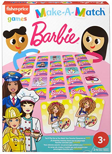 Barbie Fisher-Price Make-A-Match Card Game with Barbie Doll Theme Multi-Level Rummy Style Play Match Color Pictures & Shapes 56 Cards for 2 to 4 Players Gift for Kids Ages 3 Years & Older