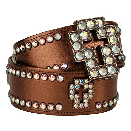 BB Simon Womens Belt with Cross Swarovski Elements Size 38 Metallic Clear Copper