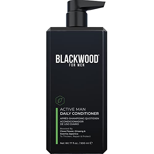 BLACKWOOD FOR MEN Active Man Daily Conditioner - Men's Vegan & Natural Thickening Conditioner for Hair Loss & Dandruff - Deep Treatment for Shine - Sulfate Free, Paraben Free, & Cruelty Free (17 Oz)