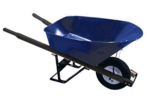 Bon 28 904 Premium Contractor Grade Steel Single Wheel Wheelbarrow with Steel Handle and Flat Free Tire, 6 Cubic Feet