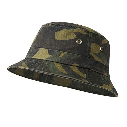 BOTVELA Cotton Twill Bucket Hats Unisex Short Brim Outdoor Summer Casual Cap  (Camouflage, Large-X-Large)