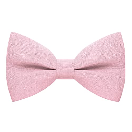 Bow Tie House Linen Men's Classic Pre-Tied Bow Tie Formal Solid Tuxedo (Large, Blush Pink)