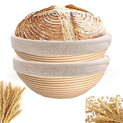 Bread Banneton Proofing Basket 9inch: Round Sourdough Proofing Basket for Artisan Bread Making for Professional and Home Bakers Set of 2