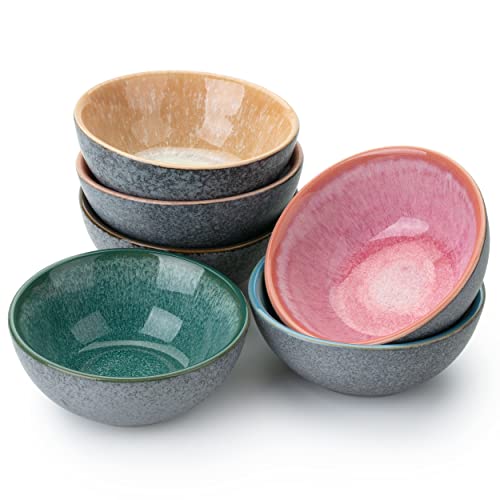 Brew To A Tea BTaT- Ceramic Dipping Bowls, 3.5 Oz, Set of 6, Colorful Small Bowls, Soy Sauce Dish, Dip Bowls, Sauce Bowls, Mini Bowls, Condiment Bowls, Small Bowls for Dipping, Mother's Day Gift