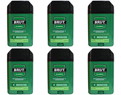 Brut Deodorant 2 Ounce Oval Solid Classic Scent(Anti-Perspirant) (59ml) (6 Pack)