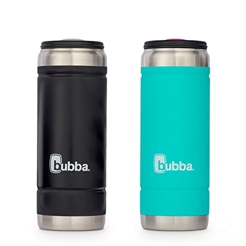 Bubba Trailblazer Tallboy Vacuum-Insulated Stainless Steel Tumbler with Spill-Proof Slider Lid, 18oz 2-Pack Beverage Bottle Keeps Drinks Cold for 12 Hours, Licorice & Island Teal