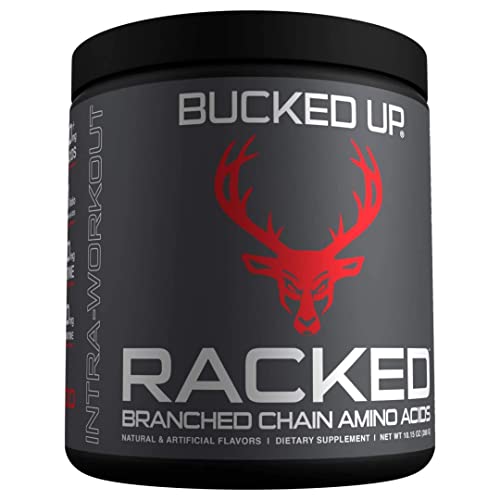 Bucked Up- BCAA RACKED™ Branch Chained Amino Acids | L-Carnitine, Acetyl L-Carnitine, GBB | Post Workout Recovery, Protein Synthesis, Lean Muscle BCAAs That You Can Feel! 30 Servings (Blood Raz)