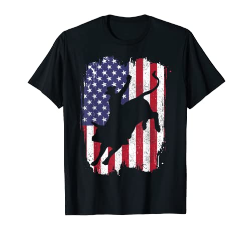 Bull Riding American Flag Rodeo Patriotic Bull Rider Gift T-Shirt