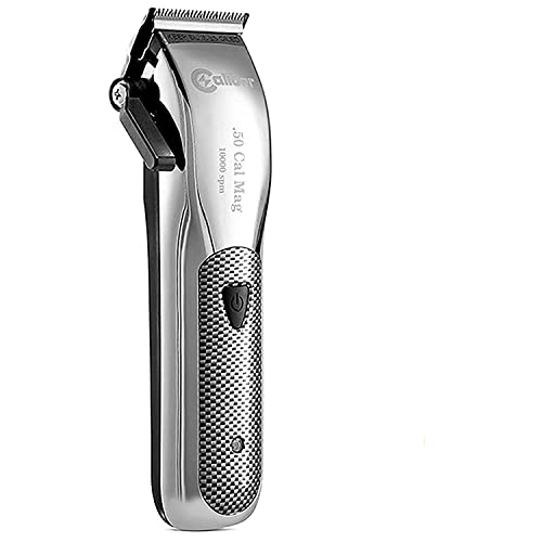 Caliber .50 Cal Clipper - Professional Barber Cordless Clipper - Rapid Charge Smart Lithium Battery - Rust-Free Sharp Hair Cutting Blade - Grooming Hair Clippers for Men - Chrome