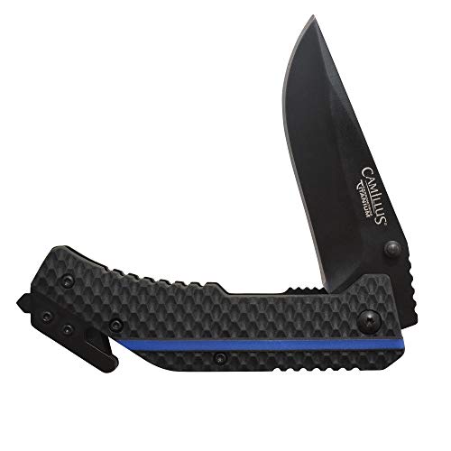 Camillus Thin Blue Line 7.75" Assisted Open Folding Knife, Black/Blue (19653)