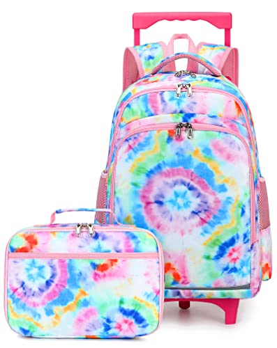 CAMTOP 18 Inch Rolling Backpack With Matching Lunch Bag Girls Boys Roller Bag on Wheels Kids School Bookbags Wheeled Backpack Set